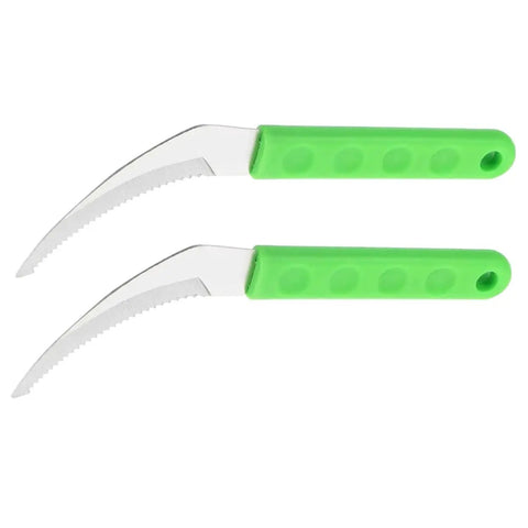 Two Piece Weeding Tool Set Pro Grade Portable Garden Knife For Fast Lawn Care, Root Pulling, Mowing, Weeding, And Easy Garden Maintenance With Rugged Serrated Edge, green handles