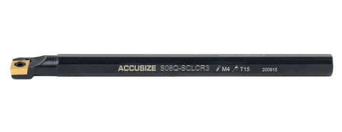 Half Inch Shank Indexable Boring Bar With CCMT32.5 Insert, 7 Inch Overall Length, Negative 5 Degree End and Side Cutting Angles