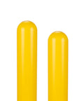 Two bright yellow Elite Round Top Bollard Covers Two Pack, HDPE, designed for heavy duty parking post use.