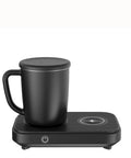 Keep That Fresh Brew Hot As Heck With This Snappy Electric Coffee Mug Warmer And Cup Heater on a nonslip base with a black mug.