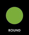 Green circle labeled "Round" on black background.