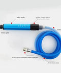 Pro Grade Micro Pneumatic Air Pencil Die Grinder Kit shows alloy body with collet, speed control switch, and exhaust duct features.