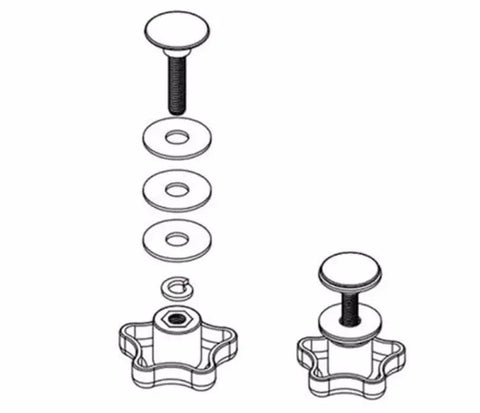 Close-up of secure clamping knobs for Premium Universal Fit Pickup Truck Tonneau Cover with washers and screws.