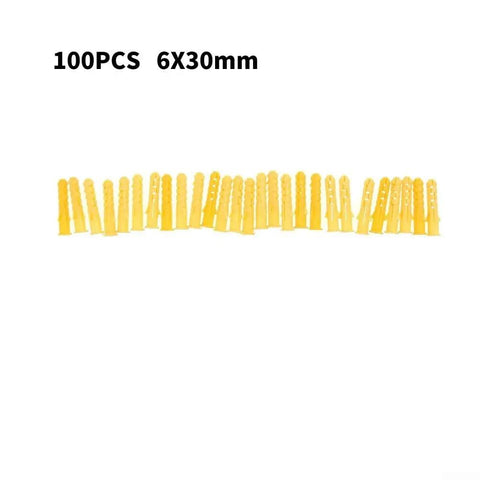 50 Pcs Yellow Nylon Expansion Anchor Fasteners With Screws For Drywall And Hollow Walls M6 Mounting Kit For Furniture, Woodworking And Construction Projects, Heavy Duty And Visible Easy Fix. 100pcs 6x30mm yellow nylon wall anchors