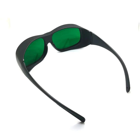 Heavy Duty Laser Safety Glasses Shielding Eyes From Blue Red And Infrared Beams At 450Nm 650Nm 808Nm 980Nm side view with green tints