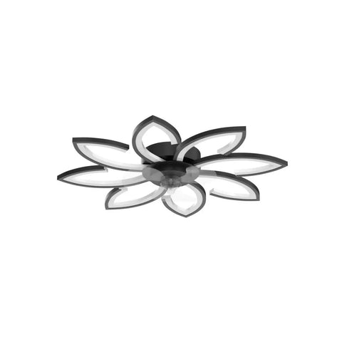 35 Inch Bladeless Ceiling Fan With Lights And Remote, Modern Low Profile Flush Mount LED Ceiling Fan, flower-shaped design