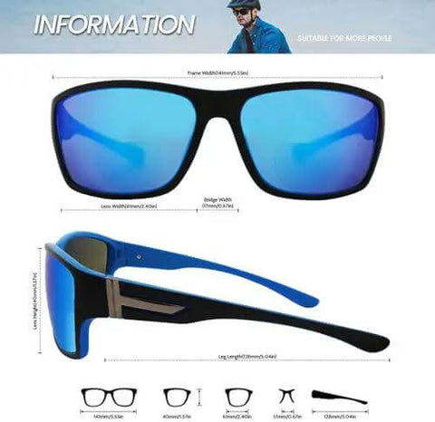 Wrap Around Bifocal Sunglasses With Built In Readers 1.25 For Driving And Sports Use With Blue Or Black Frames Clear Vision