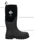Site Crew Approved Professional Heavy Duty Mens Steel Toe Work Boots Featuring Triple Rubber Toe Caps And Nonslip Rubber Outsoles For The Daily Grind, side view showing waterproof neoprene and rubber details.