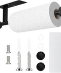 Self Adhesive Paper Towel Holder Wall Mount No Drill Easy Install Heavy Duty SUS304 Stainless Steel Black Finish with mounting tools