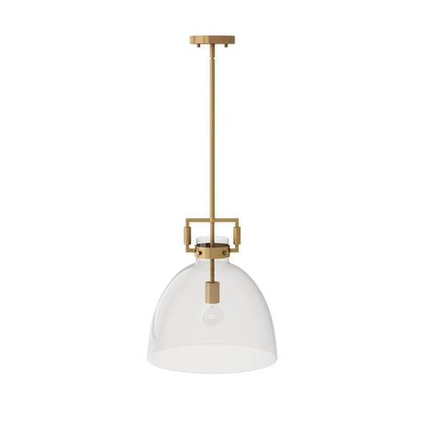 Leigh Pendant Light With Oversized Glass Shade And Adjustable Cord, Dope Vintage Brass Ceiling Fixture For Kitchen Island Or Entryway