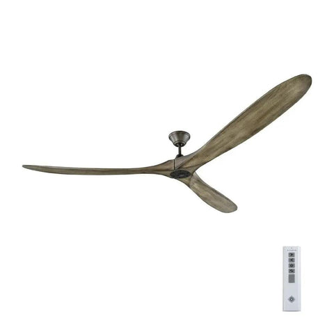Modern Triple Blade Ceiling Fan With Handheld Remote in matte black with rich walnut blades for easy cooling.