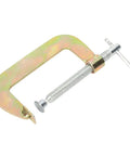 Hefty 6 Inch C Clamp For Woodworking And Welding Made From Heavy Duty Heat Treated Carbon Steel showing a close-up view.