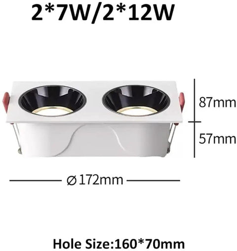 Top Shelf Double Head LED Recessed Downlight 5 Pack Adjustable Gimbal Wafer Lights with two 7W and two 12W fixtures.