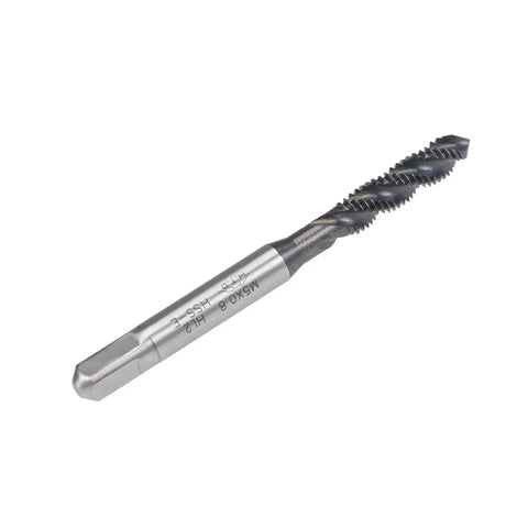 M5 x 0.8 Spiral Flute Tap For Metric Threads With HSS Nitriding Coated Finish, Right Hand Cut, Round Shank, Square End, H2 Tolerance, Ideal For Precision Metalworking And Fast Tapping, 2 Pack.
