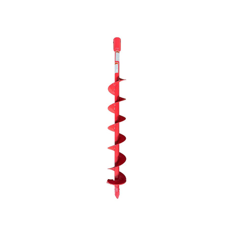 Double Spiral Earth Auger Bit 4 Inch By 36 Inch With Seven Eighths Drive Drill For Post Hole Digger, red auger on white