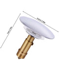 Copper Pop up Bathtub Plug with Bounce Design for Drain Hole, 7cm / 2.75in height, metallic gold and white, ideal for sinks or bathtubs.