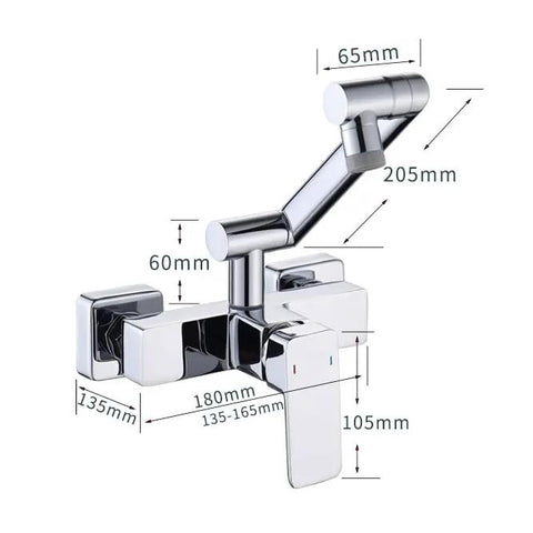 LZPHGB Black Wall Mounted Kitchen Faucet Foldable Dual Mode 360° Rotation Kitchen Sink Tap,Black, chrome finish, measurement dimensions