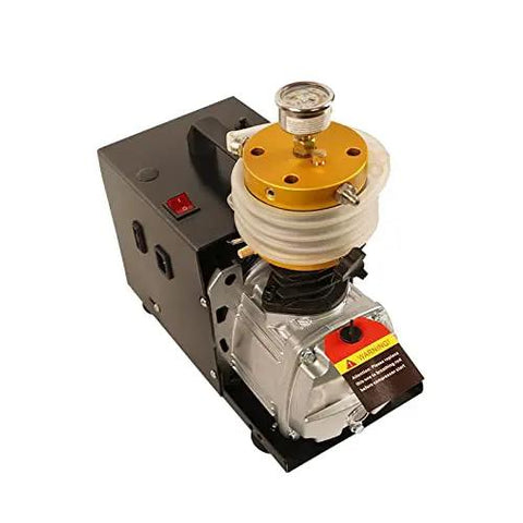 Hella Tough Electric Submersible Pump High Pressure Air Inflator And Liquid Transfer System 4500 Psi 220V top view with gauge.