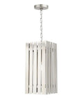 Absolute Must Have One Light Solid Brass Outdoor Pendant Lantern Featuring A Smooth Brushed Nickel Base And Sleek Geometric Clear Glass Cylinder For Instant Patio Vibes And Curb Appeal, with striped design.