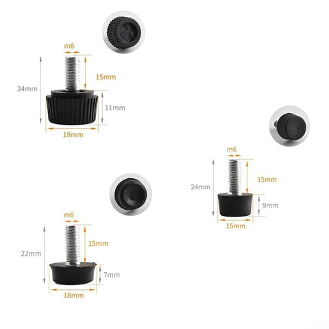 Heavy Duty Screw On Furniture Leveling Foot With M6 Thread And Plastic Base For Tables Chairs Desks Racks Metal Adjustable Glide 20 Pack Type C