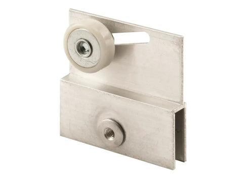 Frameless Sliding Shower Door Top Bracket With Three Quarter Inch Roller, Flat Plastic Wheel And Two Steel Ball Bearings, Aluminum Bracket For Glass Doors With Pre Drilled Holes, One Quarter Inch Inside Channel, Pack Of One