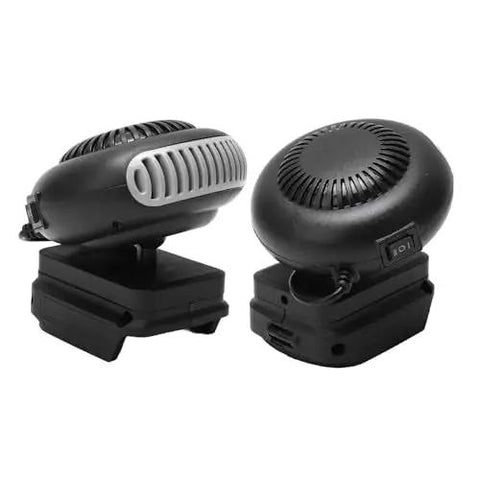 Cordless Portable Space Heater Bringing That Real Deal Warmth For 18V Batteries With 170W Electric Fan angled view showing compact design and USB ports.