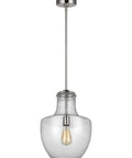 Baylor One Light Pendant in Satin Nickel, Dimmable E26 Socket, 60W Max, LED Compatible Bulb, Perfect For Kitchen Island Or Dining Room
