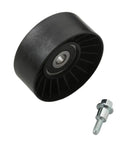 Must-Have Drive Belt Idler Pulley For Nexus 250 And 300 Plus Runner 180 And 200 VXR Scooters With Smooth 4V 4T Engine Performance And Direct Fit Replacing Part 833989 Or Ap 8580199, black plastic pulley with bearing.
