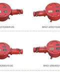 Four red explosion-proof high-voltage cable junction boxes for mining, front view, BHG1-200/315-400 models, Amazon