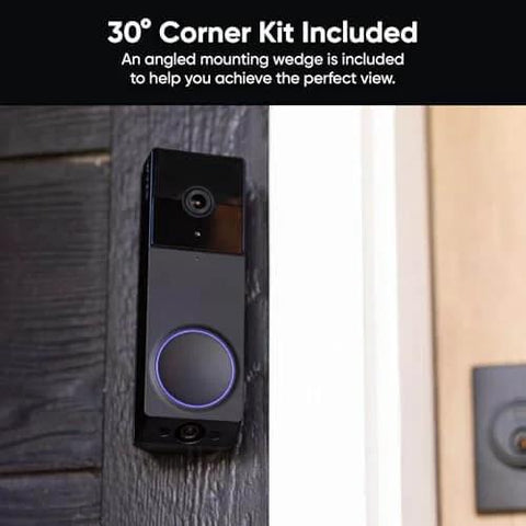 Wireless Duo Cam Video Doorbell With Chime Included, Battery Powered, 2K Full HD Video, Dual Cameras for people and packages installed at door