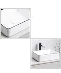 Vanity Vessel Sink Simple Ceramic Wash Basin Square Countertop Art Basin Ceramic Bathroom Sink Basin Washing Bowl Bathroom Vessel Sink with black trim, top view and faucet.