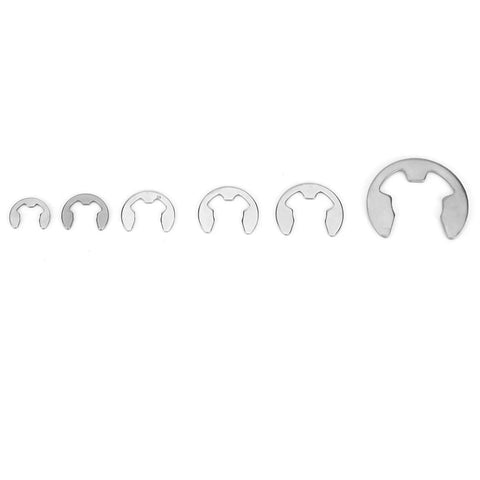 300 Piece Stainless Steel E Type Retaining Ring Circlip Assortment Kit M1.2 To M15 With Organized Storage Box visible in various sizes