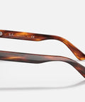 Side view of Men's Mr Burbank Low Bridge Fit Rectangular Sunglasses Striped Havana Brown 55mm Classic Style, showing frame arms.