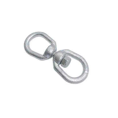 Heavy Duty Three Eighth Inch Eye And Eye Swivel For Marine Mooring And Boat Dock Rigging hot dip galvanized steel close-up view