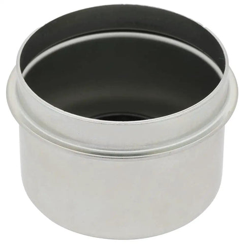 Dust Cap 1.98 In OD For Trailer Axle Wheel Hub And Bearing Hub With Rubber Plug Replacement, shown in silver durable finish.