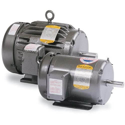 Single 3-Phase TEFC Electric Motor, 1760 RPM, 182T Frame, 60 Hz, F1 Foot Mount, EM3611T 3635M with sealed ball bearings - side view.