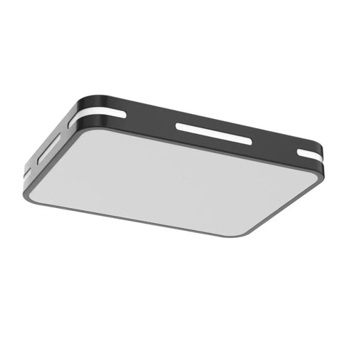 Dimmable LED Ceiling Light Fixture With Remote Control, Dope Flush Mount, 36W 3800 Lumens, Rectangular 16.9 X 12.6 Inches, Black Frame