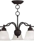 5 Light Convertible Chandelier And Ceiling Mount In Bronze Finish, Traditional Steel Lighting Fixture With Classic Silhouette