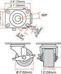 Technical diagram of 2 Inch Heavy Duty Polyurethane Caster Wheels With Side Locking Brake, showing dimensions and components.
