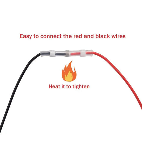 Easy connection of red and black wires with solder seal connectors for Tough As Nails Two Pack Eight AA Battery Holder Case.
