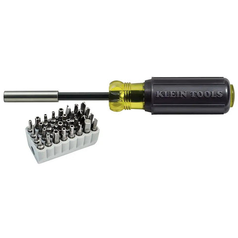 Magnetic Multibit Screwdriver Kit With Torx T7 Through T40 Hex Spanner Tri Wing Torq And Nut Tamperproof Bits In A Tough Storage Block