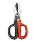 Seven Inch Straight Pattern Tin Snips Featuring Hella Sharp Hand Edged Blades For Slick Sheet Metal Cutting and Real Smooth Action for Zero Drama Heating Ventilation Air Conditioning Plumbing Work With Tough Aluminum Handles.