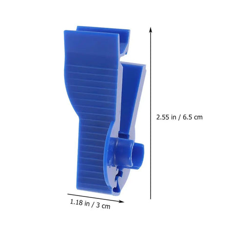 Blue Ten Pack Peritoneal Tubing Clips And Clamps For Dialysis Care Smooth Grip, 2.55 in x 1.18 in, ABS material.