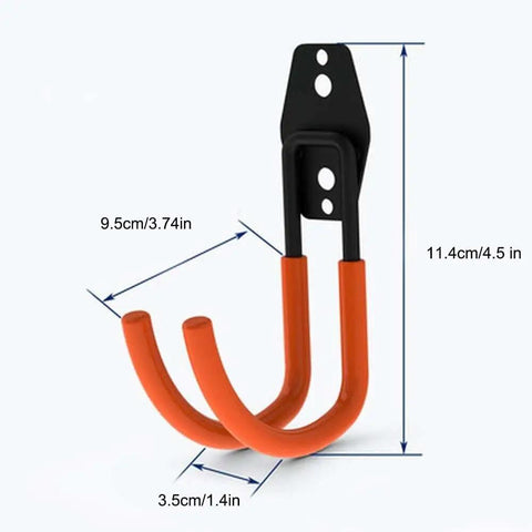 Keep Your EV Charging Cord Squared Away With This Rugged Wall Mount J Hook. Durable black aluminum holder, 4.5 in high, orange hooks.