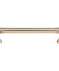 Front view of Top Knobs Serene Kara Pull 5-1/16 Inch Center To Center Brushed Satin Nickel Finish, sleek cabinet hardware.