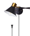 Plug In Wall Sconce With Swing Arm And Dimmer, Black Adjustable E26 Vanity Light For Indoor Bathroom, Bedroom, No Bulb