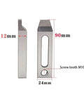 Stainless Steel Jig Holder And Clamp Tool For CNC Wire EDM Machines, dimensions 90mm x 24mm x 12mm, M10 screw tooth visible