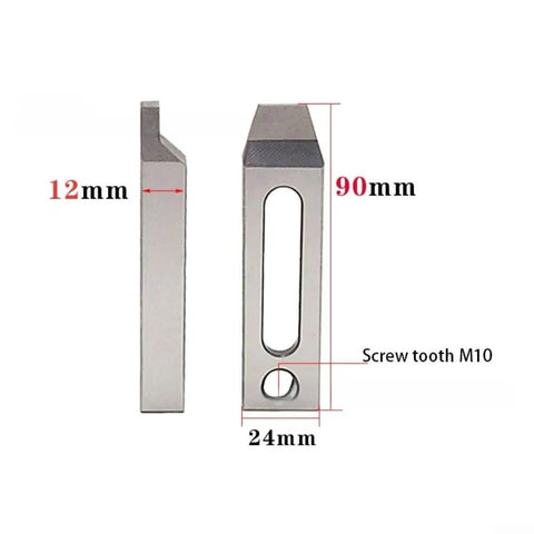 Stainless Steel Jig Holder And Clamp Tool For CNC Wire EDM Machines, dimensions 90mm x 24mm x 12mm, M10 screw tooth visible