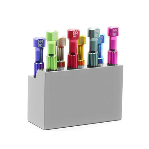8 Piece Abutment Technician Tools Screwdrivers Kit with gray stand box, colorful handles visible