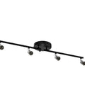 Four Head Foldable Track Lighting Kit With GU10 Sockets Adjustable Ceiling Spot Lights For Kitchen Hallway Bedroom Industrial Vintage Black Fixture For Accent Lighting And Mood Vibe, shown from side view